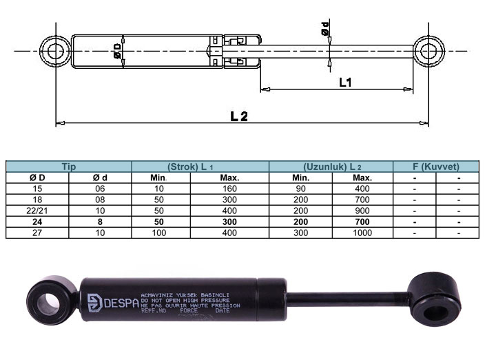 despa gazlı amortisör